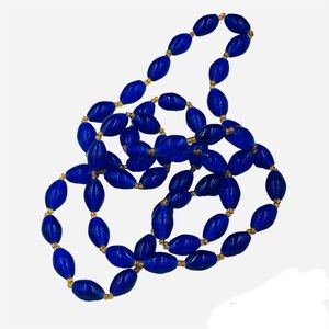 Authentic Art Deco Cobalt Blue Glass Bead Necklace